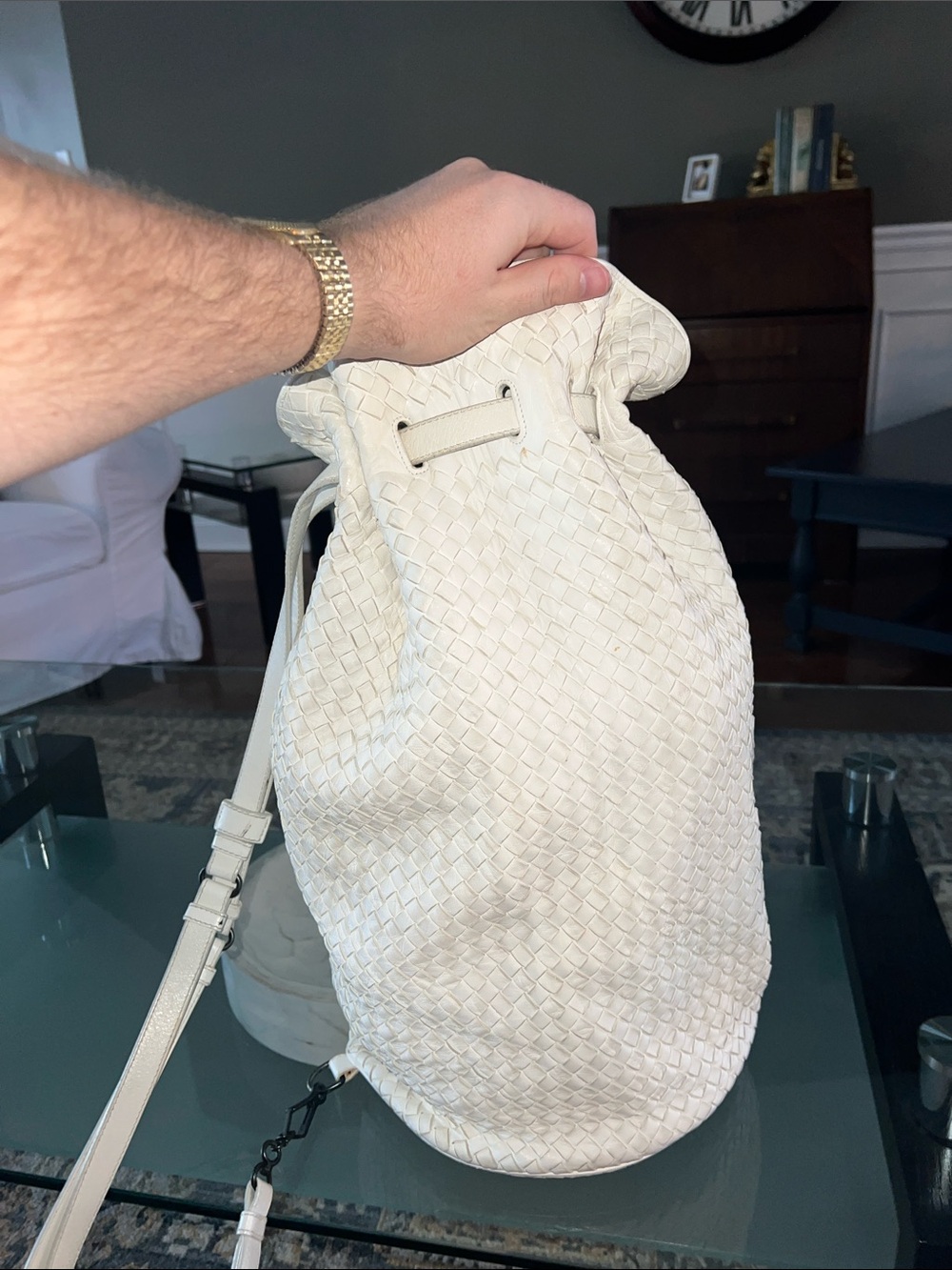 BOTTEGA VENETA AUTH drawstring leather Backpack